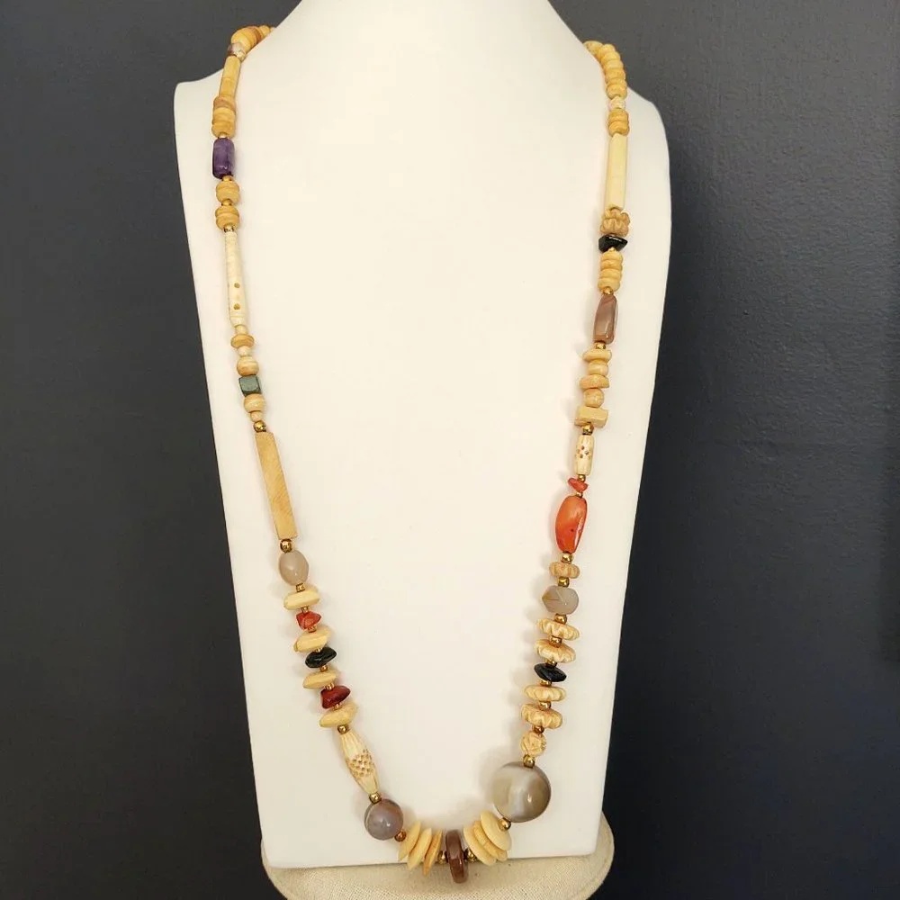Mixed media vintage beaded necklace